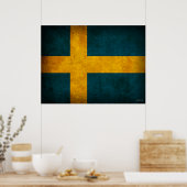 スウェーデン国旗動揺してのプリント ポスター (キッチン)