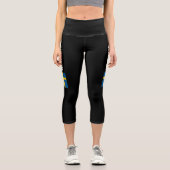 スウェーデン国旗、ウェーデン高腰カプリレギングス カプリレギンス (正面)