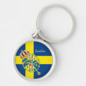 スウェーデン国旗、エンブレム、スウェーデンの祝日/スポーツ鍵 キーホルダー (正面)