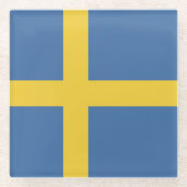 スウェーデン国旗 ガラスコースター (正面)