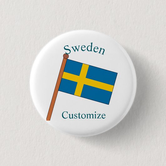 スウェーデン国旗 サンダーカーヴ 缶バッジ (正面)