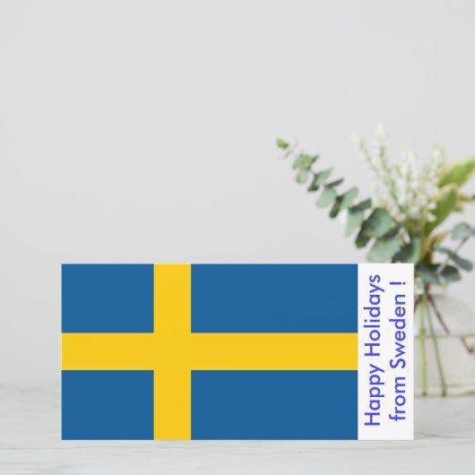 スウェーデン国旗、スウェーデンからのハッピーホリデー シーズンカード (スタンド正面)