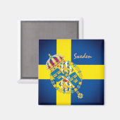 スウェーデン国旗&スウェーデンの休日、旅行/スポーツ マグネット (正面/裏面)