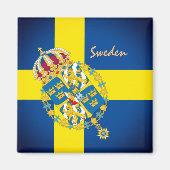 スウェーデン国旗&スウェーデンの休日、旅行/スポーツ マグネット (正面)
