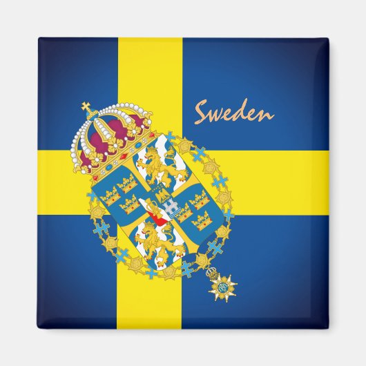 スウェーデン国旗&スウェーデンの休日、旅行/スポーツ マグネット (正面)