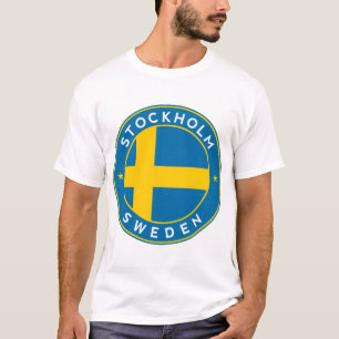 スウェーデン国旗、ステッカー、円 Tシャツ