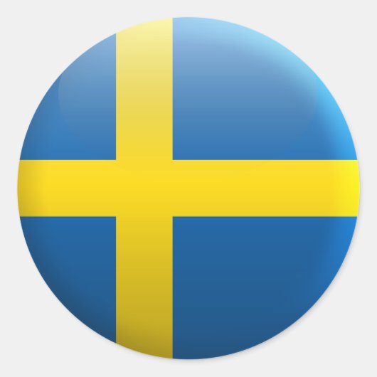 スウェーデン国旗 ラウンドシール (正面)
