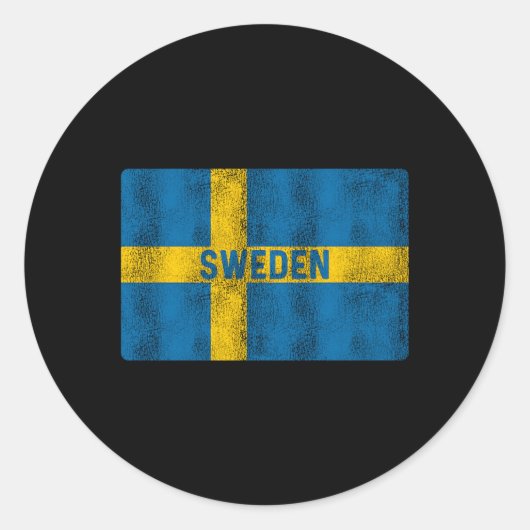 スウェーデン国旗 ラウンドシール (正面)