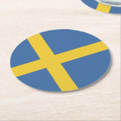 スウェーデン国旗 ラウンドペーパーコースター (アングル)