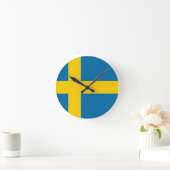 スウェーデン国旗 ラウンド壁時計 (ホーム)