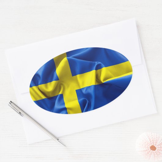 スウェーデン国旗 楕円形シール (封筒)