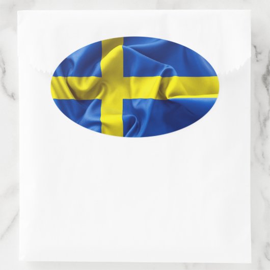 スウェーデン国旗 楕円形シール (バッグ)