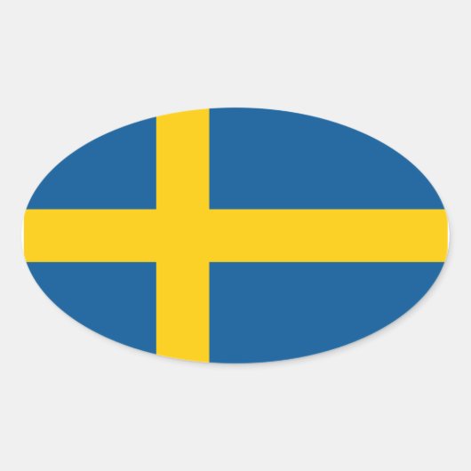 スウェーデン国旗 楕円形シール (正面)