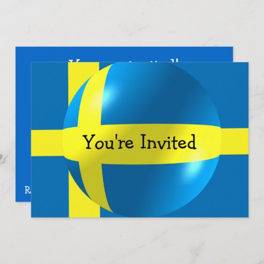 スウェーデン国旗Any大事な行事 招待状 (正面/裏面)