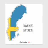スウェーデン国魅力的際国旗の地図 シール (シート)