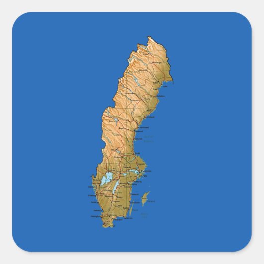 スウェーデン地図ステッカー スクエアシール (正面)