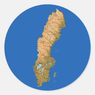 スウェーデン地図ステッカー ラウンドシール