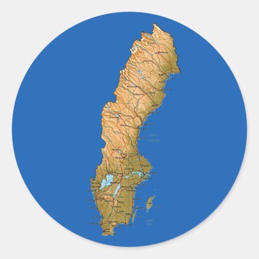 スウェーデン地図ステッカー ラウンドシール (正面)