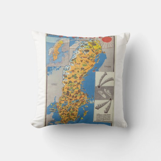 スウェーデン地図 クッション (正面)