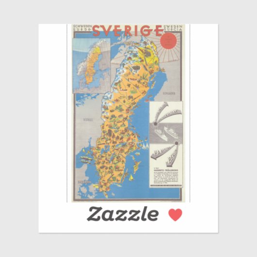 スウェーデン地図 シール (シート)