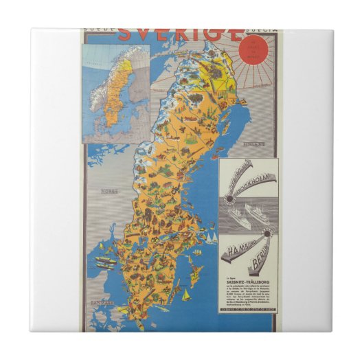 スウェーデン地図 タイル (正面)