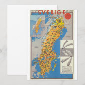 スウェーデン地図 招待状 (正面/裏面)