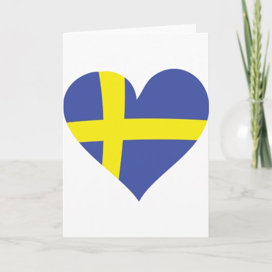 スウェーデン愛ハート-スウェーデンの旗 カード (正面)