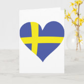 スウェーデン愛ハート-スウェーデンの旗 カード (黄色い花)