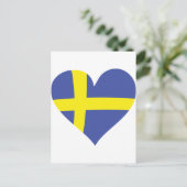 スウェーデン愛ハート – スウェーデン国旗 ポストカード (スタンド正面)