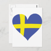 スウェーデン愛ハート – スウェーデン国旗 ポストカード (正面/裏面)