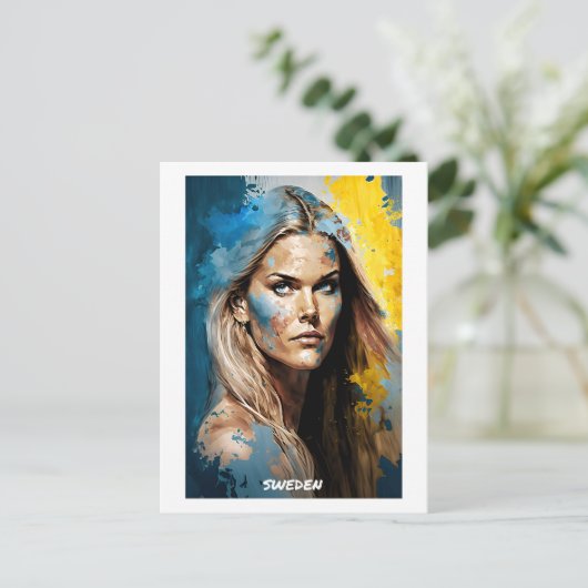 スウェーデン抽象芸術ポートレートはがき – 女性の世界 ポストカード (スタンド正面)