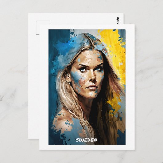 スウェーデン抽象芸術ポートレートはがき – 女性の世界 ポストカード (正面/裏面)