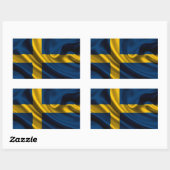 スウェーデン旗織物 長方形シール (シート)