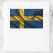 スウェーデン旗織物 長方形シール (バッグ)