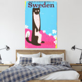 スウェーデン漫画ヴィンテージ旅行ポスター キャンバスプリント (インサイチュ (寝室))