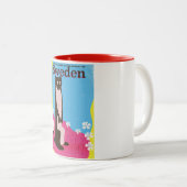 スウェーデン漫画ヴィンテージ旅行ポスター ツートーンマグカップ (正面右)