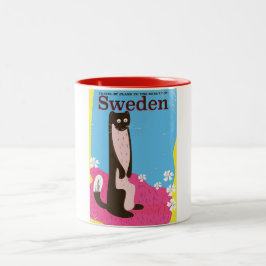 スウェーデン漫画ヴィンテージ旅行ポスター ツートーンマグカップ