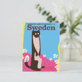 スウェーデン漫画ヴィンテージ旅行ポスター ポストカード (スタンド正面)