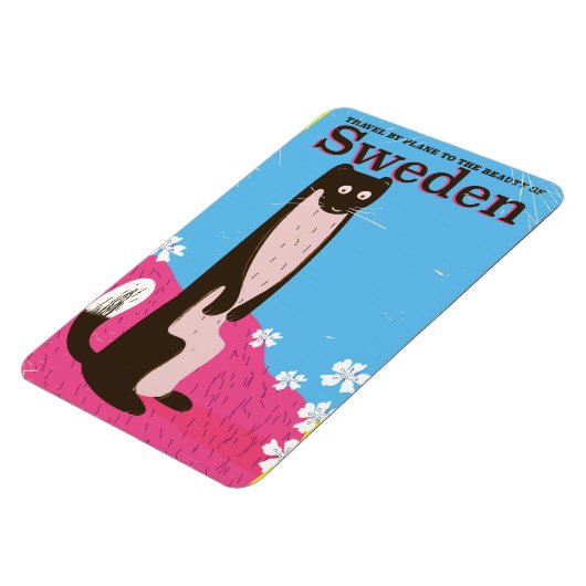 スウェーデン漫画ヴィンテージ旅行ポスター マグネット (左側)