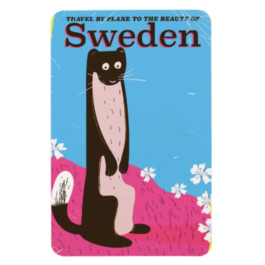 スウェーデン漫画ヴィンテージ旅行ポスター マグネット (縦)