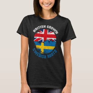 スウェーデン産の英国の根ヴィンテージ国旗男性へ Tシャツ