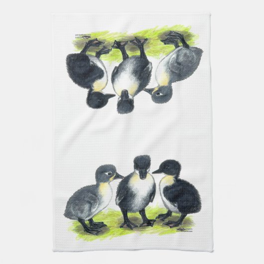 スウェーデン産の青いアヒル キッチンタオル (縦)