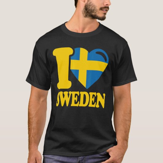 スウェーデン祖国スウェーデン国旗が大好き Tシャツ (正面)