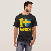 スウェーデン祖国スウェーデン国旗が大好き Tシャツ (正面フル)