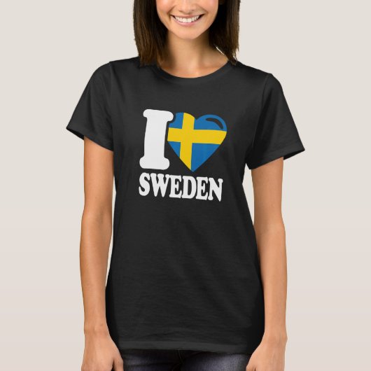 スウェーデン祖国スウェーデン国旗が大好き Tシャツ (正面)