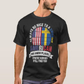 スウェーデン系アメリカ人が国が変わる場所を知る Tシャツ (正面)
