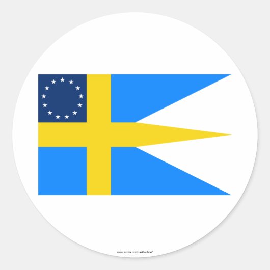スウェーデン系アメリカ国旗 ラウンドシール (正面)