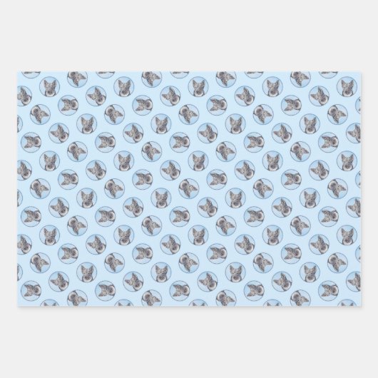 スウェーデン絵を描のヴァルフンドのかわいいオリジナルドッグアート ラッピングペーパーシート (正面)