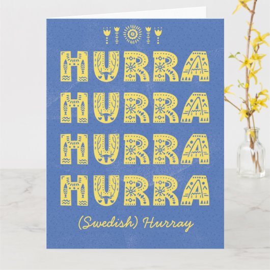 スウェーデン誕生日カードとスウェーデン文字フラ カード (黄色い花)