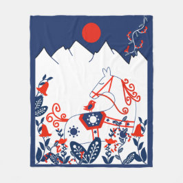 スウェーデン語とフィニッシュフォークアートギフト フリースブランケット